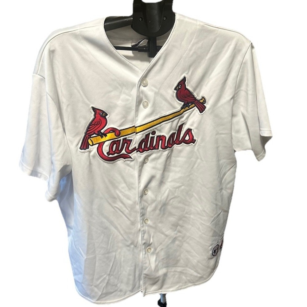 Majestic St Louis Cardinals Baseball Jersey Mens XL White Birds on Bat MLB